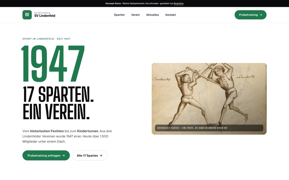 Website concept in German: SV Lindenfeld